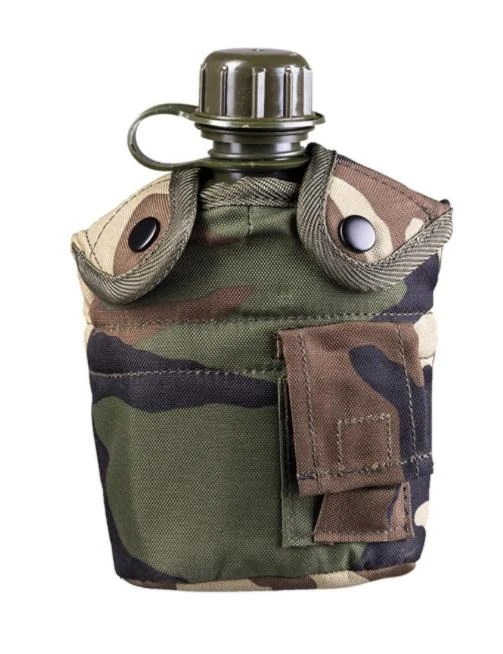 Mil-Tec Plastikinė gertuvė su aliuminio puodeliu ir dėklu, WOODLAND