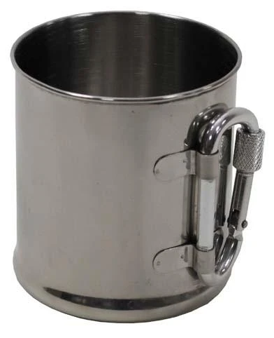 Nerūdijančio plieno puodelis su karabinu, 220 ml.