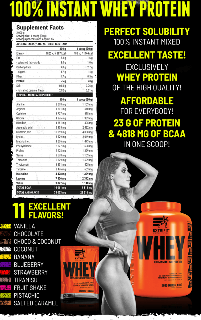 Extrifit Sport Nutrition Extrifit 100% INSTANT WHEY 80 2000 g (Baltyminis kokteilis)
