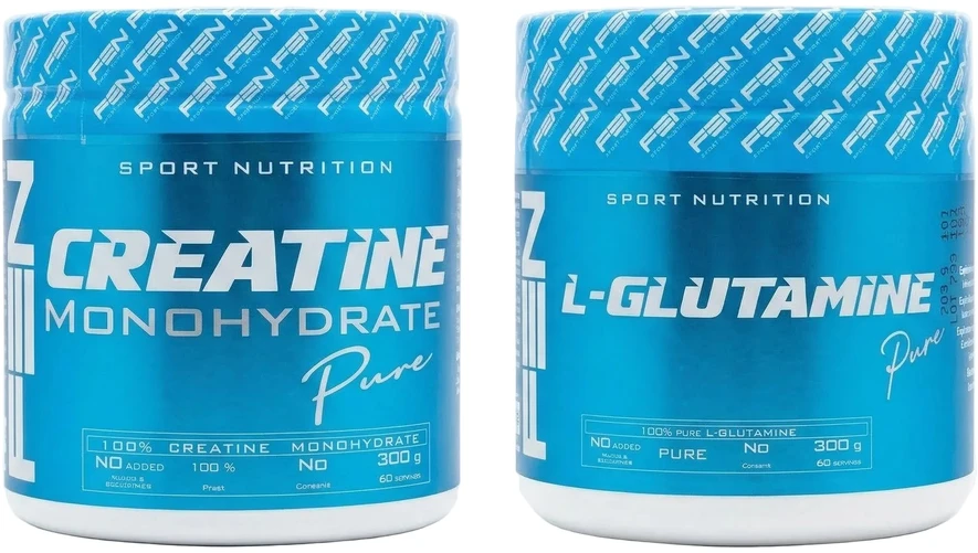 Fen Sport Nutrition FEN Creatine pure 300g + FEN L-Glutamine pure 300g.