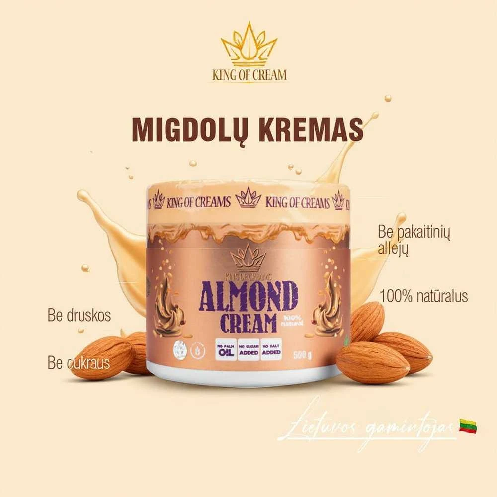 King Of Creams Migdolų riešutų sviestas 500g.