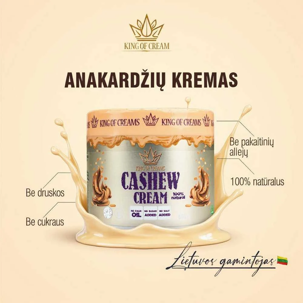 King Of Creams Natūralus anakardžių riešutų sviestas 500g.