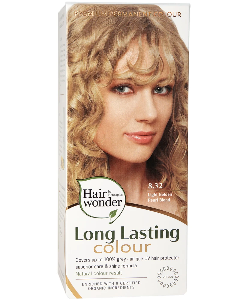 Henna Plus HAIRWONDER Ilgalaikiai plaukų dažai, spalva labai šviesi blondinė auksinio-perlų atspalvio 8.32