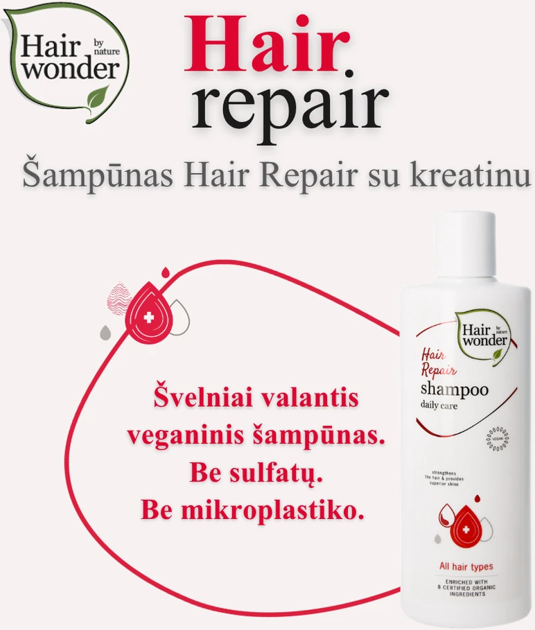 HAIRWONDER Šampūnas Hair Repair kasdieniam naudojimui, 300 ml