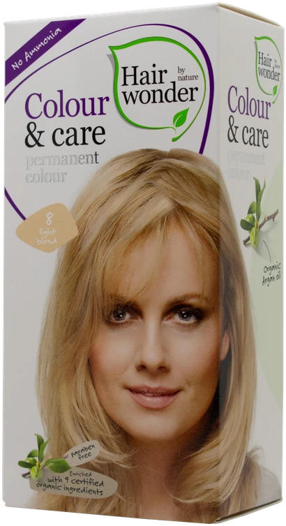 HAIRWONDER Colour & Care plaukų dažai, spalva šviesi blondinė 8, 100 ml