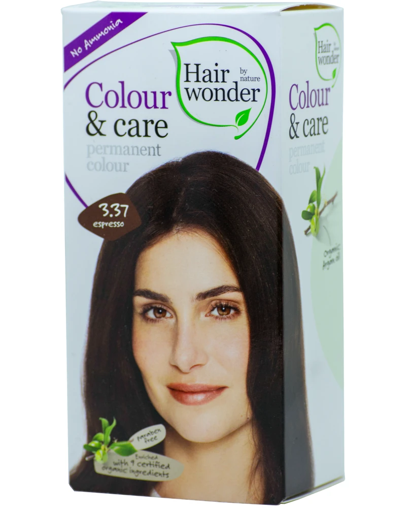 HAIRWONDER Colour & Care plaukų dažai, spalva espresso 3.37, 100 ml