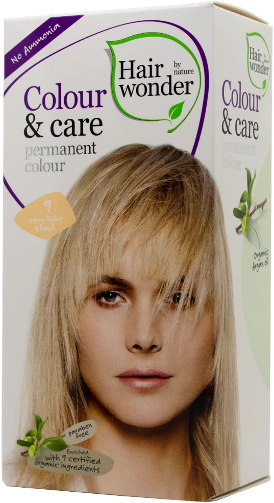 HAIRWONDER Colour & Care plaukų dažai, spalva labai šviesi blondinė 9, 100 ml