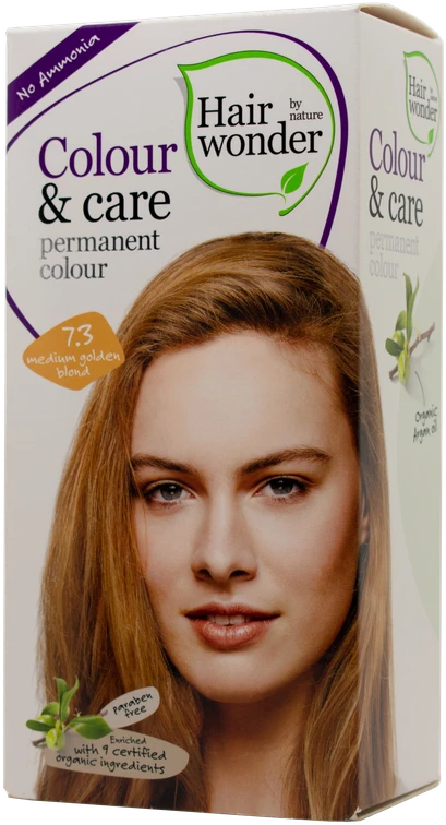 HAIRWONDER Colour & Care plaukų dažai, spalva vidutinė aukso blondinė 7.3, 100 ml
