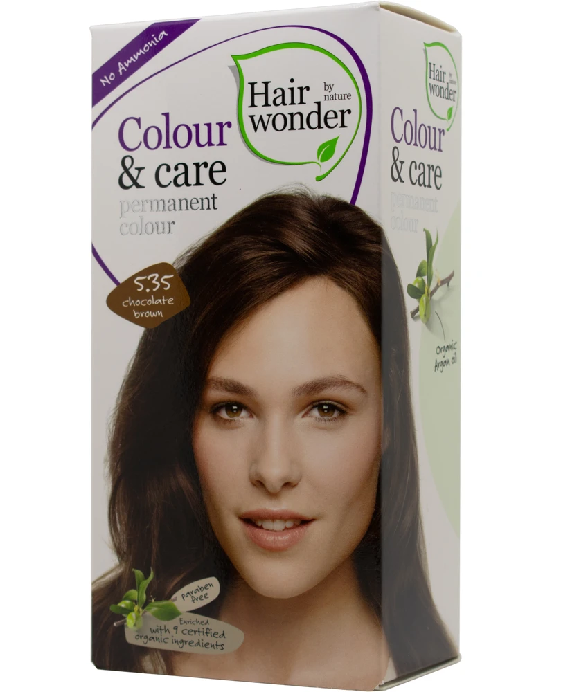 HAIRWONDER Colour & Care plaukų dažai, šokolado ruda 5.35, 100 ml