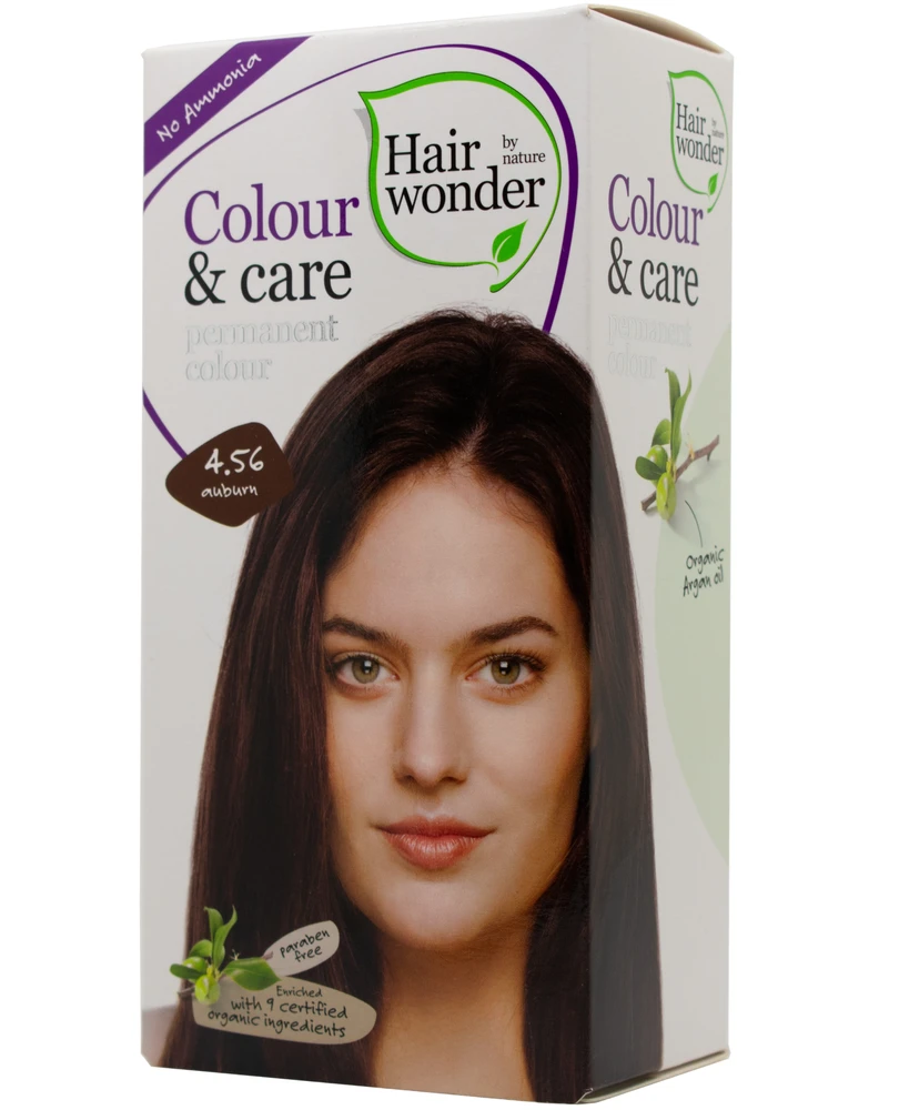 HAIRWONDER Colour & Care plaukų dažai, spalva kaštono 4.56, 100 ml
