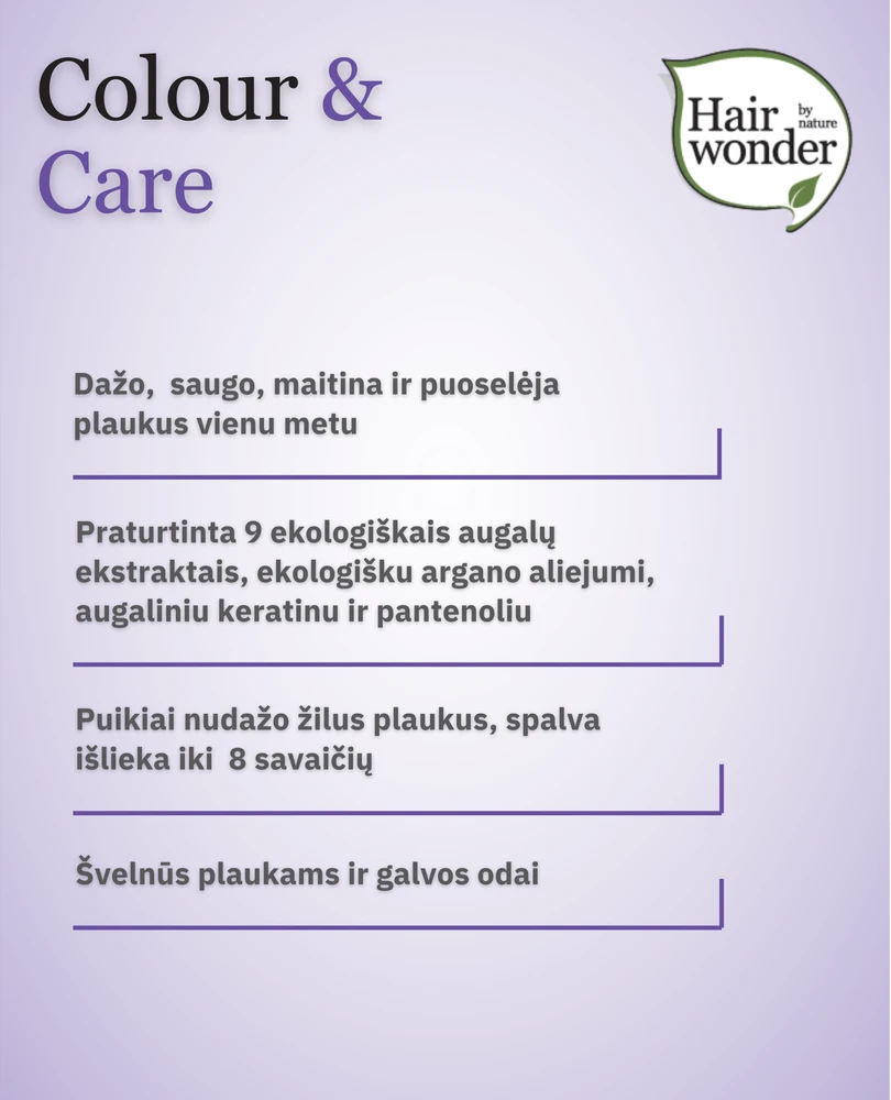 HAIRWONDER Colour & Care plaukų dažai, spalva tamsi ruda 3, 100 ml