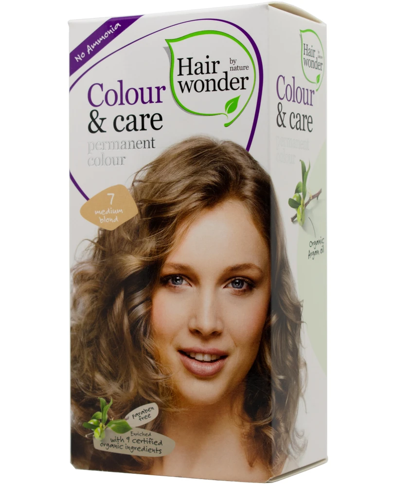 HAIRWONDER Colour & Care plaukų dažai, spalva vidutinė blondinė 7, 100 ml