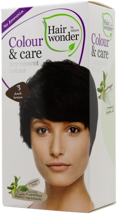 HAIRWONDER Colour & Care plaukų dažai, spalva tamsi ruda 3, 100 ml