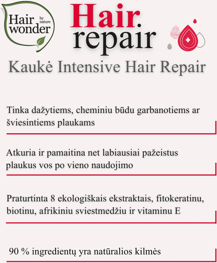 HAIRWONDER Intensive Hair Repair intensyviai atkurianti plaukų kaukė, 200 ml