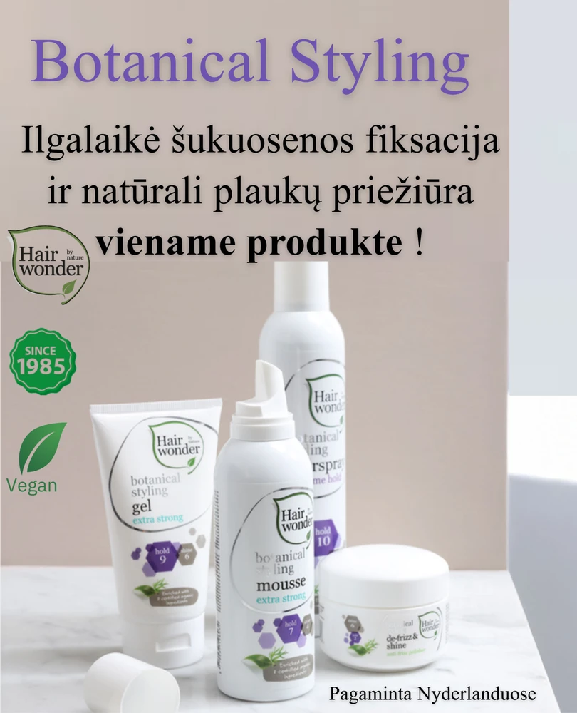 HAIRWONDER Botanical Styling plaukų lakas lanksčios fiksacijos, 300 ml