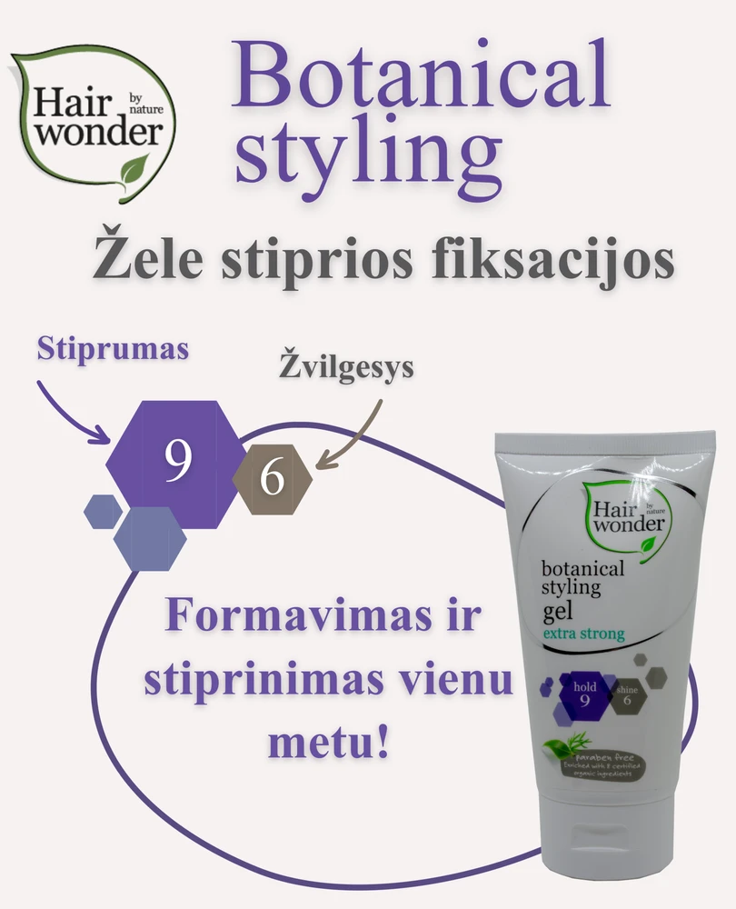 HAIRWONDER Botanical Styling žele itin stiprios fiksacijos, 150 ml