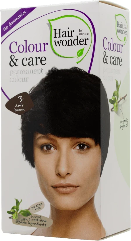 HAIRWONDER Colour & Care plaukų dažai be amoniako, spalva tamsi ruda 3, 100 ml