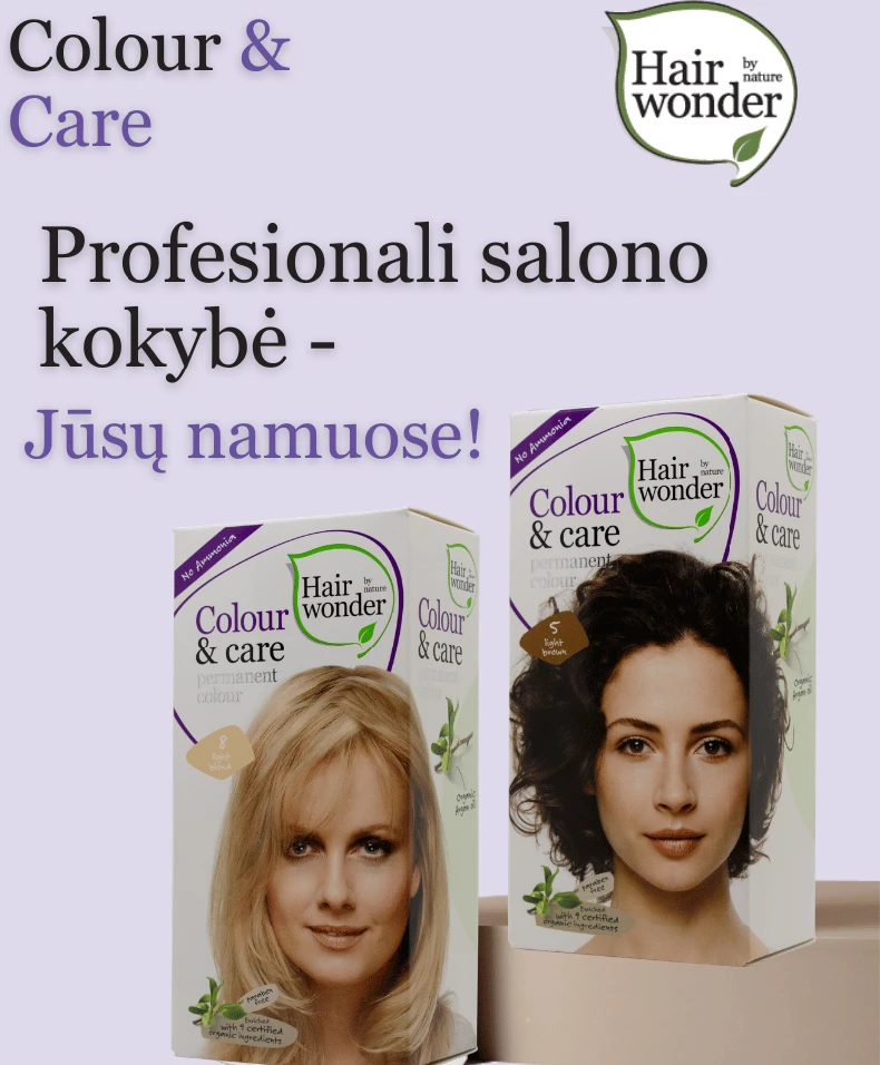 HAIRWONDER Colour & Care plaukų dažai be amoniako, spalva labai šviesi blondinė 9, 100 ml