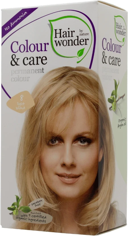 HAIRWONDER Colour & Care plaukų dažai be amoniako, spalva šviesi blondinė 8, 100 ml
