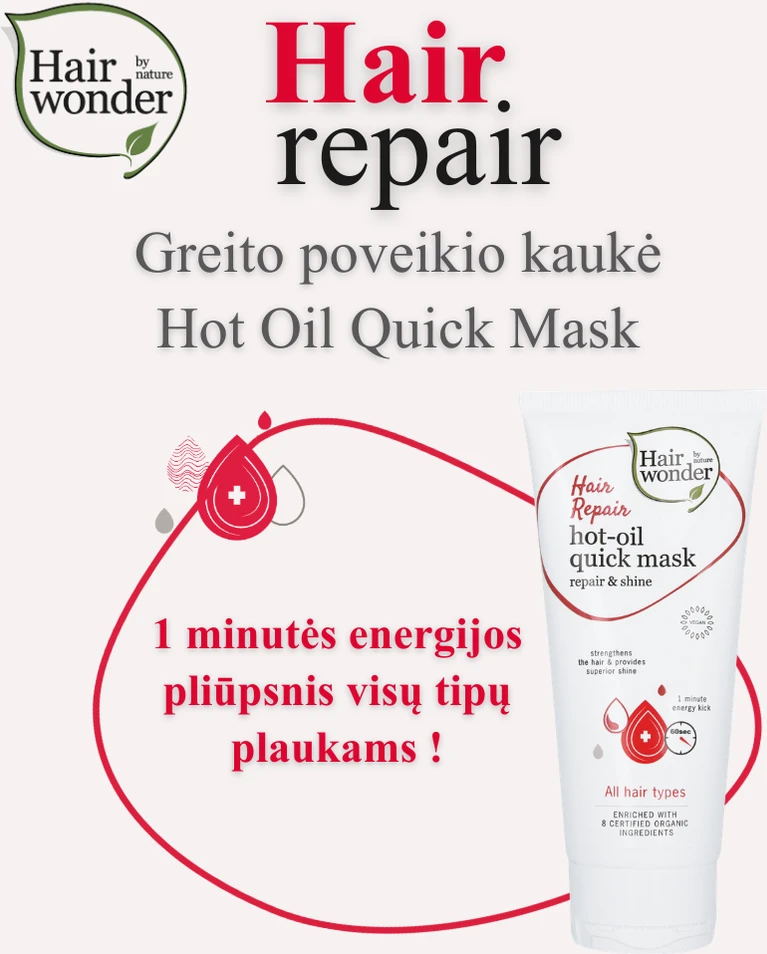 HAIRWONDER Greito poveikio kaukė Hot Oil Quick Mask, 100 ml