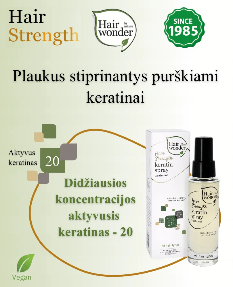 HAIRWONDER "Hair Strength" plaukus sustiprinantis keratinų purškiklis, 50 ml
