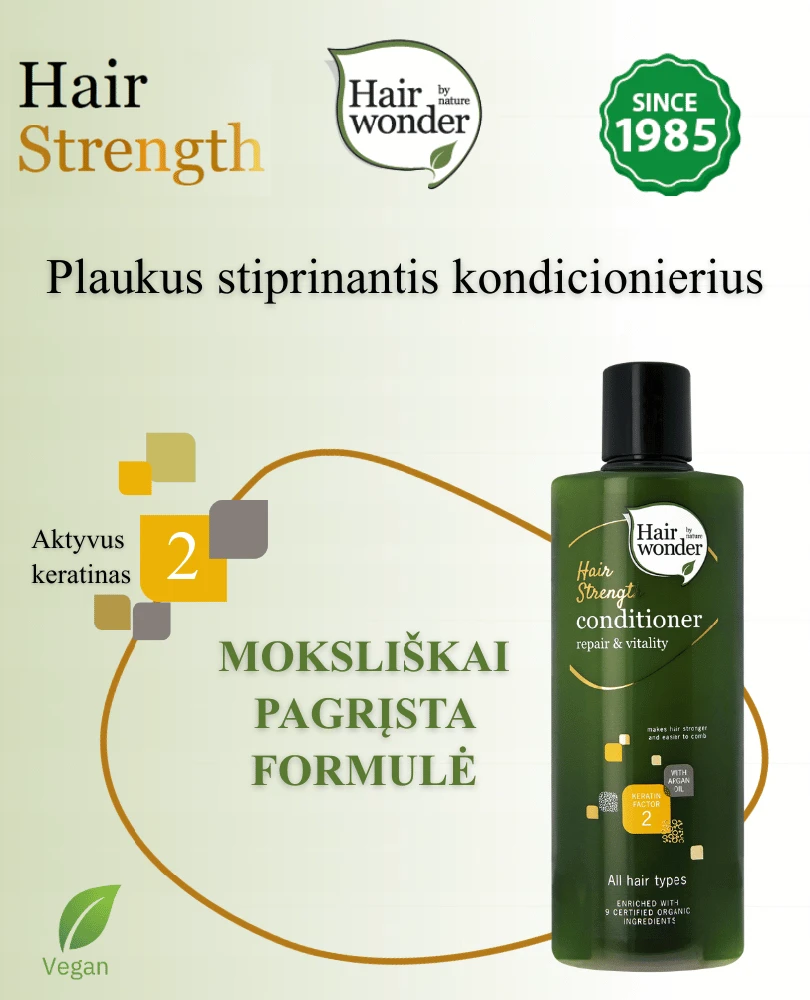 HAIRWONDER "Hair Strength" plaukus sustiprinantis kondicionierius, 200 ml