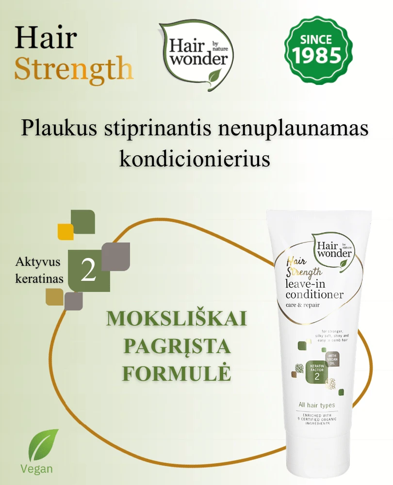 HAIRWONDER "Hair Strength" plaukus sustiprinantis nenuplaunamas kondicionierius, 75 ml