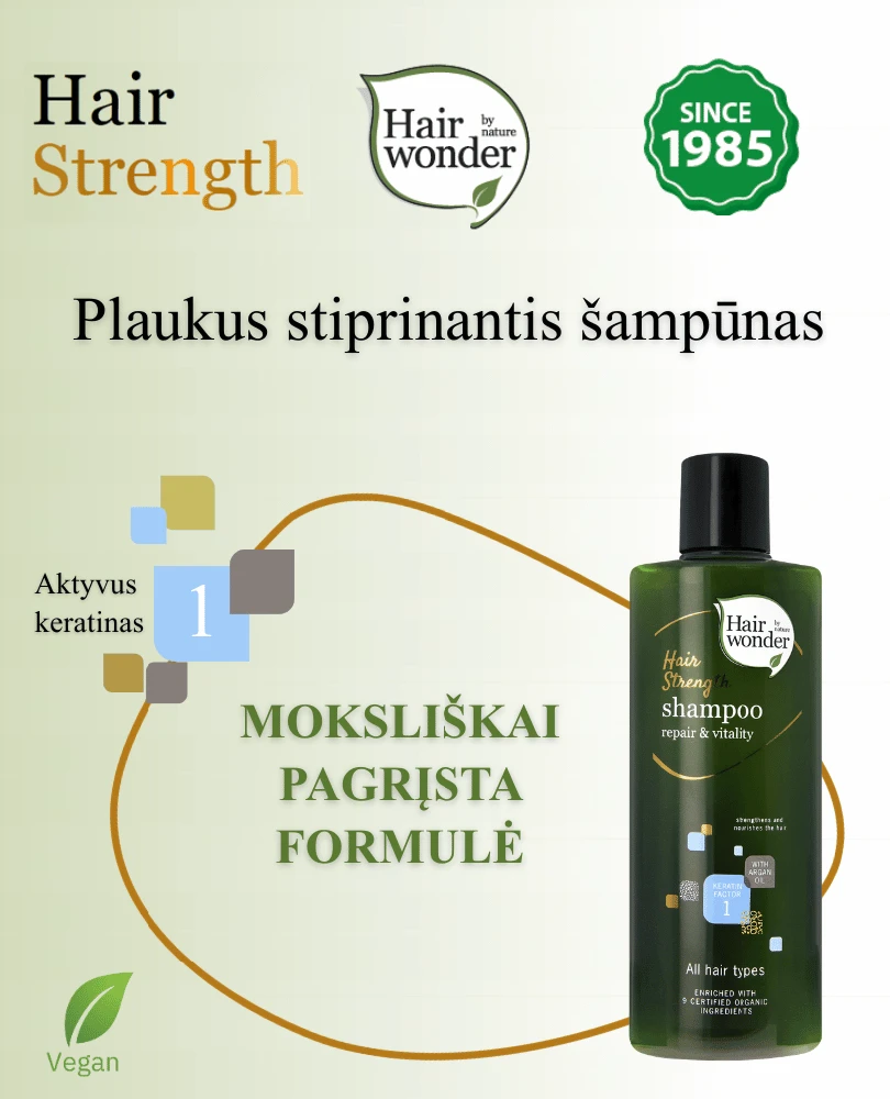 HAIRWONDER "Hair Strength" plaukus sustiprinantis šampūnas, 200 ml
