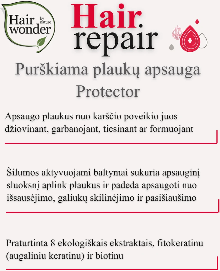 HAIRWONDER Hair Repair Protector purškiama plaukų apsauga, 150 ml