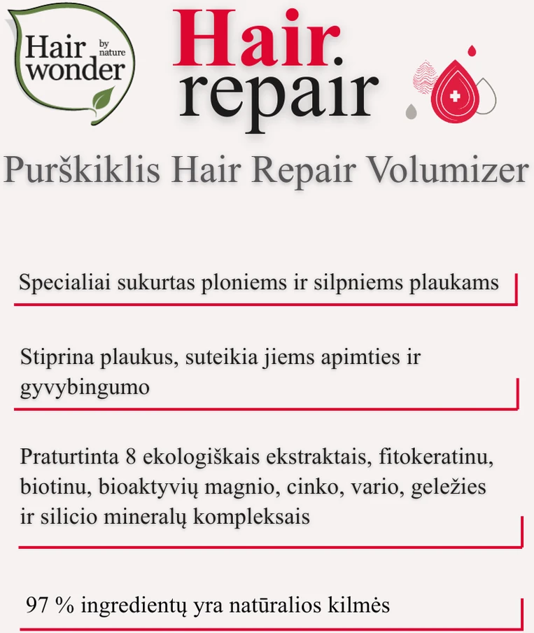 HAIRWONDER Hair Repair Volumizer apimties suteikiantis purškiklis, 150 ml