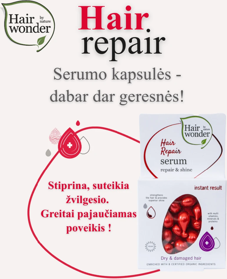 HAIRWONDER, Hair Repair serumo kapsulės plaukams, 14 vnt