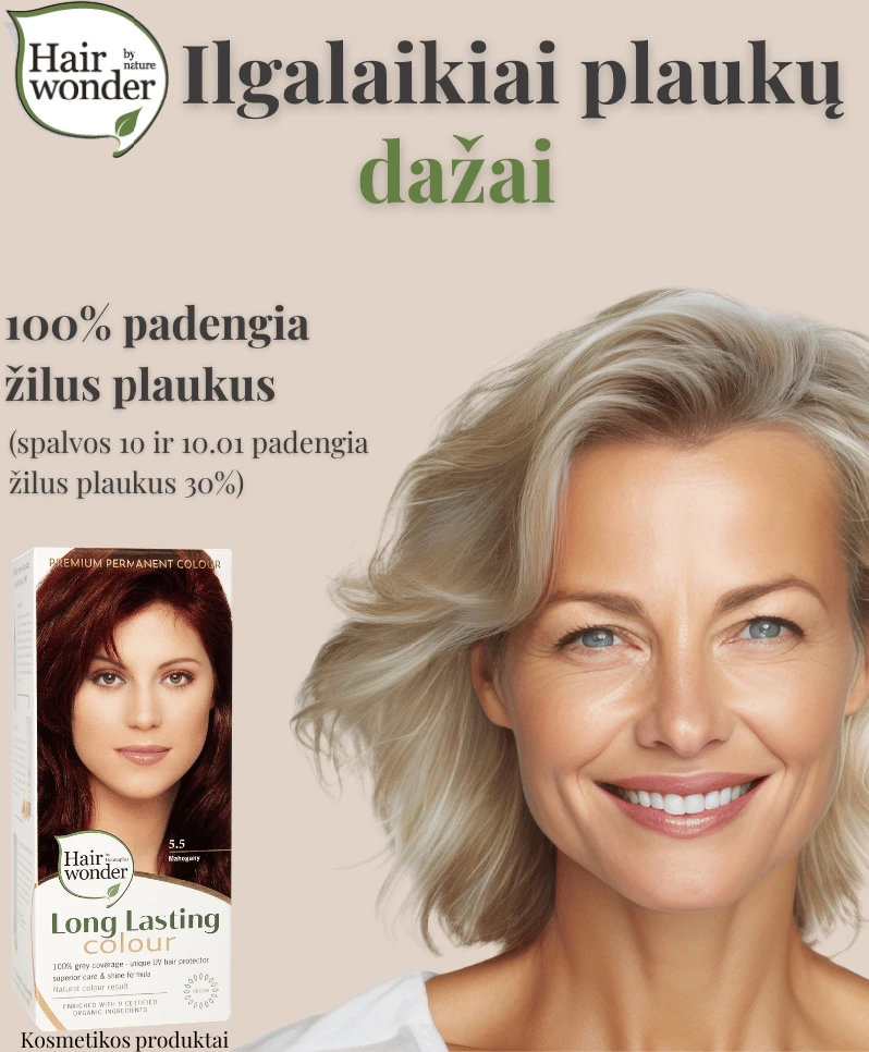 HAIRWONDER Ilgalaikiai plaukų dažai, spalva labai šviesi blondinė auksinio-perlų atspalvio 8.32