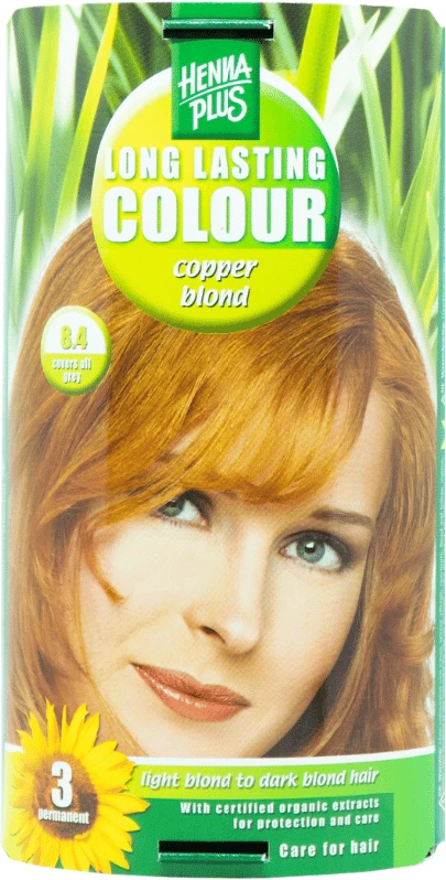 Henna Plus HAIRWONDER Ilgalaikiai plaukų dažai, spalva šviesi blondinė vario atspalvio 8.4