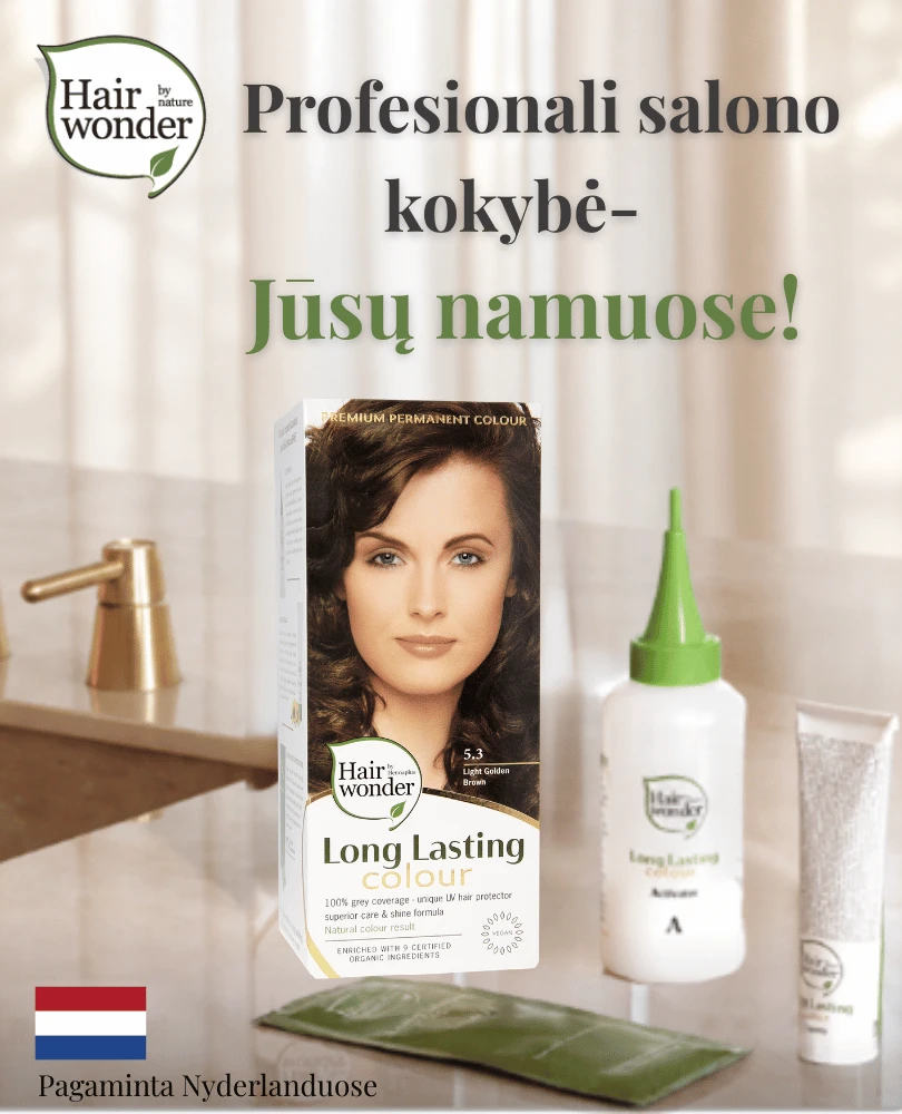 HAIRWONDER Ilgalaikiai plaukų dažai, spalva labai šviesi blondinė auksinio-perlų atspalvio 8.32