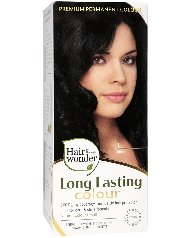 Henna Plus HAIRWONDER Ilgalaikiai plaukų dažai, spalva juoda 1