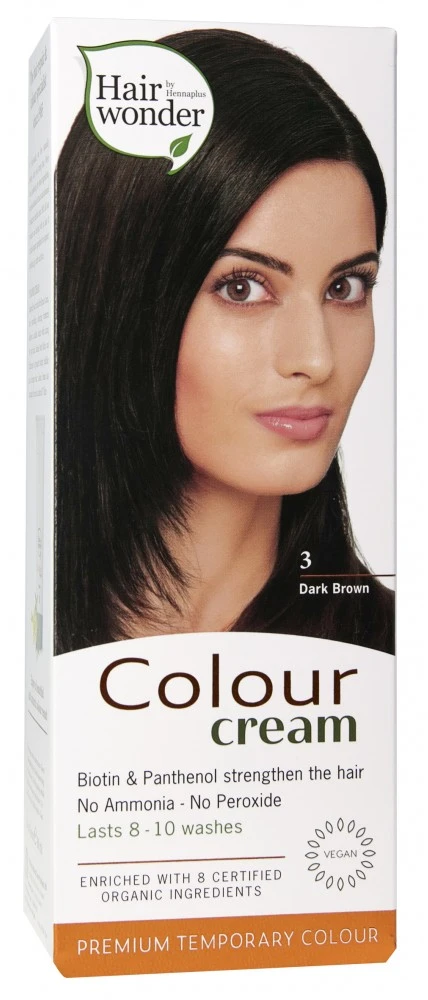 Henna Plus Hairwonder dažantis kremas Colour Kreminis spalva tamsi ruda 3