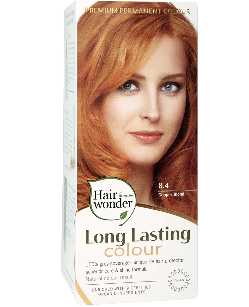 Henna Plus HAIRWONDER Ilgalaikiai plaukų dažai, spalva šviesi blondinė vario atspalvio 8.4