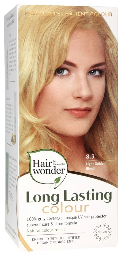 Henna Plus HAIRWONDER Ilgalaikiai plaukų dažai, spalva šviesi aukso blondinė 8.3
