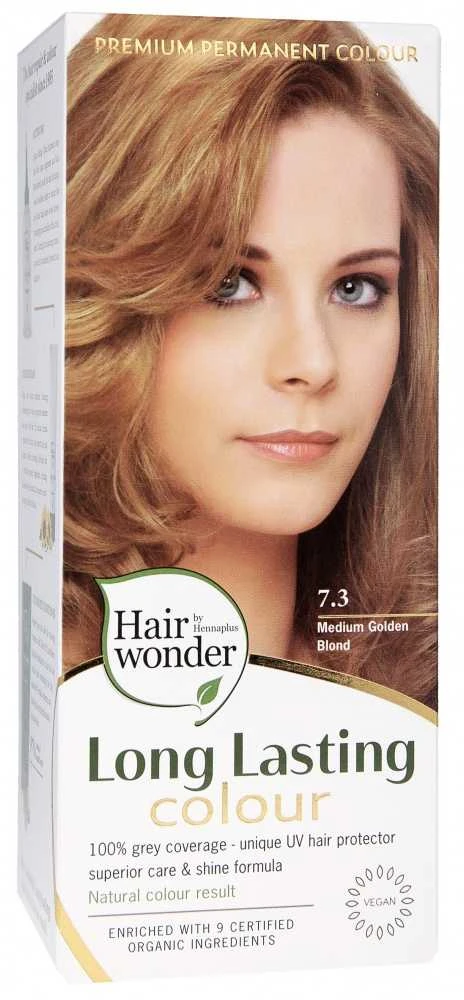Henna Plus HAIRWONDER Ilgalaikiai plaukų dažai, spalva vidutinė blondinė aukso atspalvio 7.3