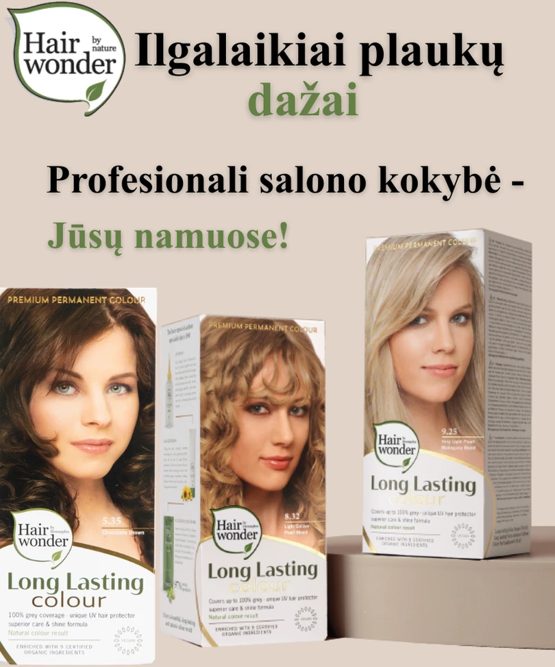 Henna Plus HAIRWONDER Ilgalaikiai plaukų dažai, spalva šviesi blondinė vario atspalvio 8.4