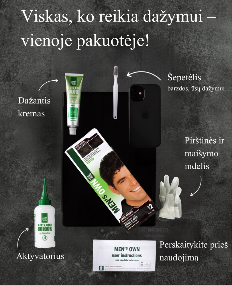 Henna Plus HENNAPLUS „Men’s Own Colour“ plaukų dažai vyrams, spalva juoda 1