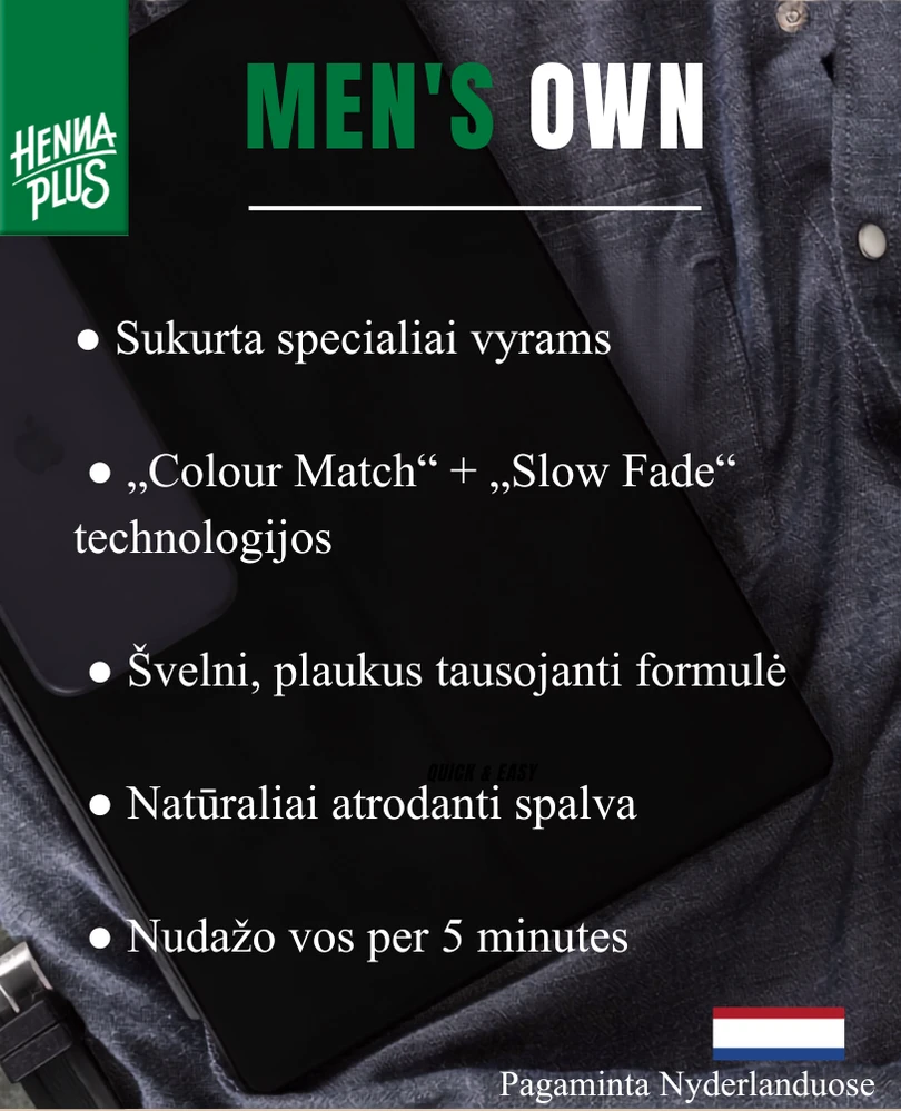 Henna Plus HENNAPLUS „Men’s Own Colour“ plaukų dažai vyrams, spalva juoda 1