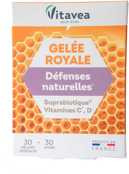 Vitavea Bičių pienelis, vitaminai C, D ir patentuotas gerųjų bakterijų kompeksas Suprabiotiques® natūraliai apsaugai, 30 augalinės kilmės kapsulių