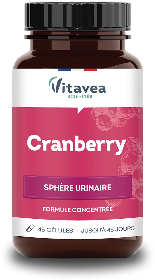 VITAVEA Cranberry 37,5 mg PAC šlapinimosi patogumui, 45 augalinės kilmės kapsulės
