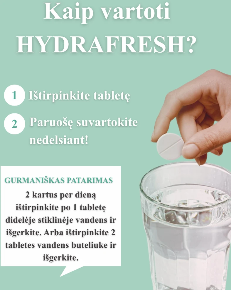 Vitavea HYDRAFRESH be cukraus citrinų-verbenų skonio, 20 tirpstančių tablečių