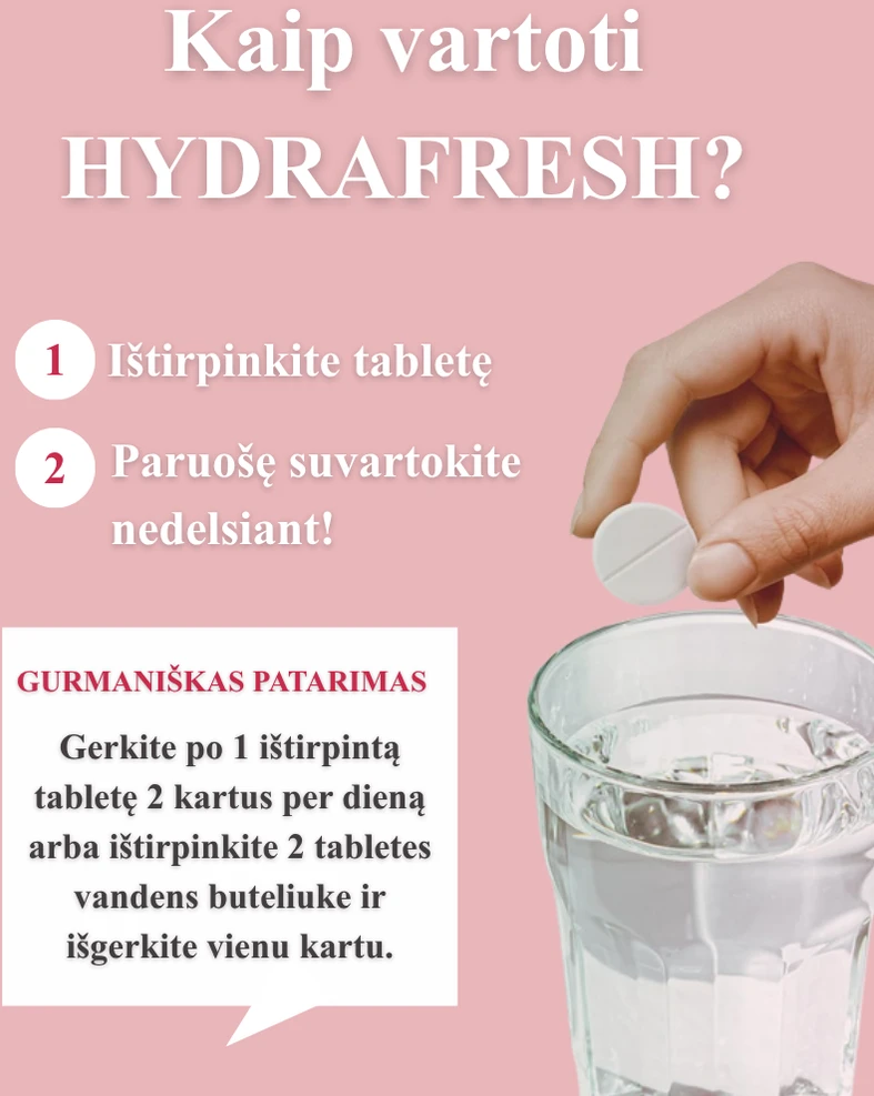 Vitavea HYDRAFRESH be cukraus vyšnių skonio, 20 tirpstančių tablečių