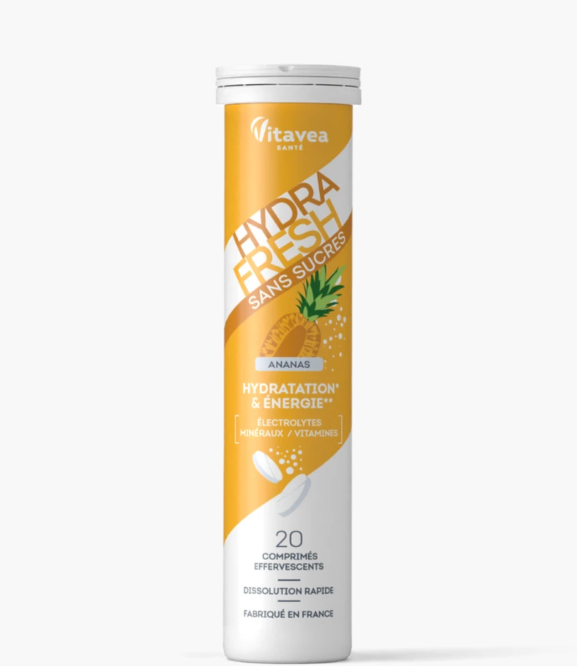 Vitavea HYDRAFRESH be cukraus ananasų skonio, 20 tirpstančių tablečių