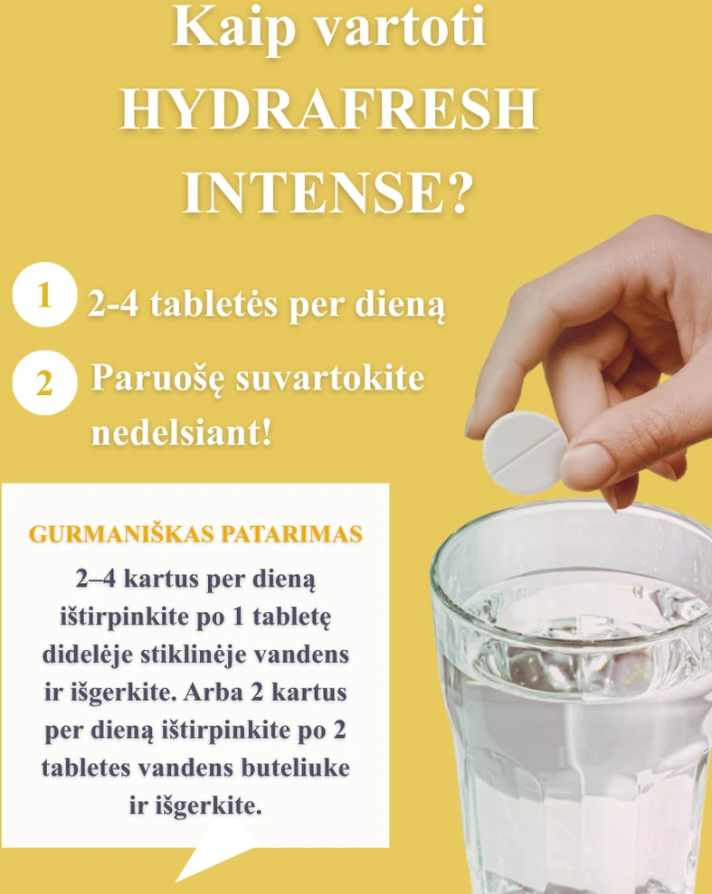 Vitavea HYDRAFRESH Intense citrinų skonio, 20 tirpstančių tablečių