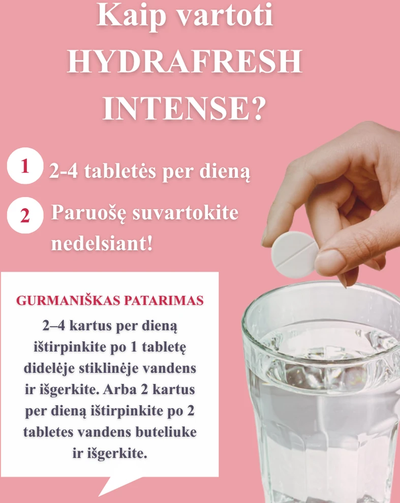 Vitavea HYDRAFRESH Intense raudonųjų vaisių skonio, 20 tirpstančių tablečių