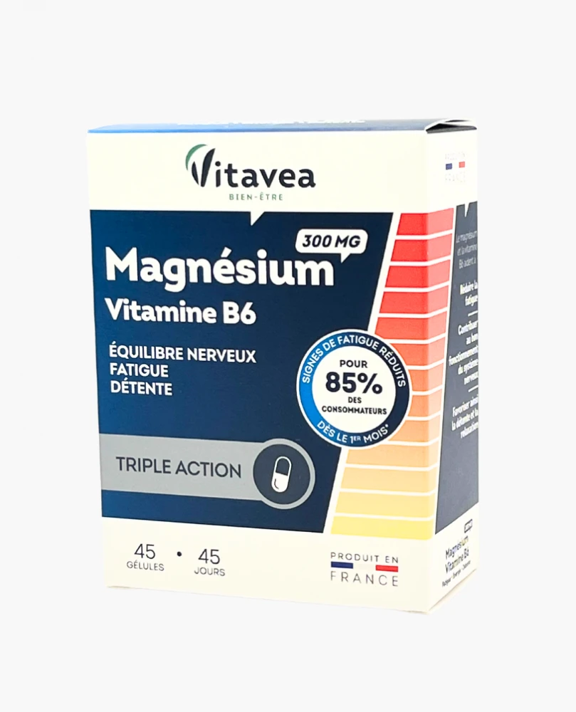 Prancūzija Vitavea Magnis + vitaminas B6, 45 augalinės kilmės kapsulės